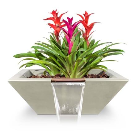 The Outdoor Plus 30 Square Maya Planter & Water Bowl - GFRC Concrete - Ash - OPT-30SPW-ASH